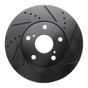 Lexus ES300 Brake Rotor (1) - Front Right - R1 Concepts - Drilled & Slotted - Black - `92-`06